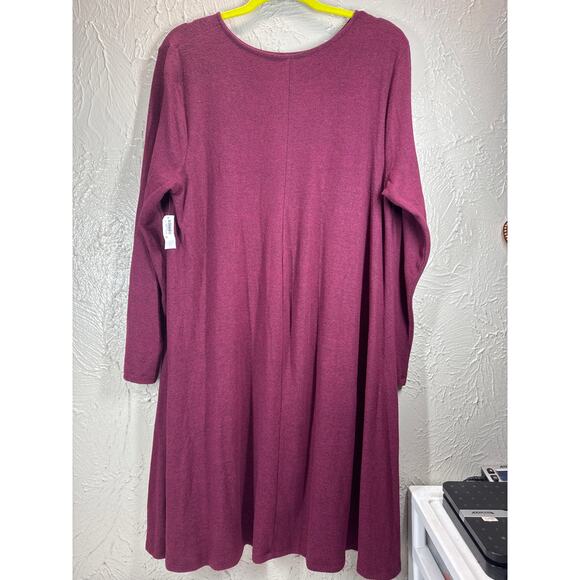 Old Navy Women's Sweater Dress Long Sleeve A-Line Burgundy Purple Size XL NWT - Picture 2 of 5